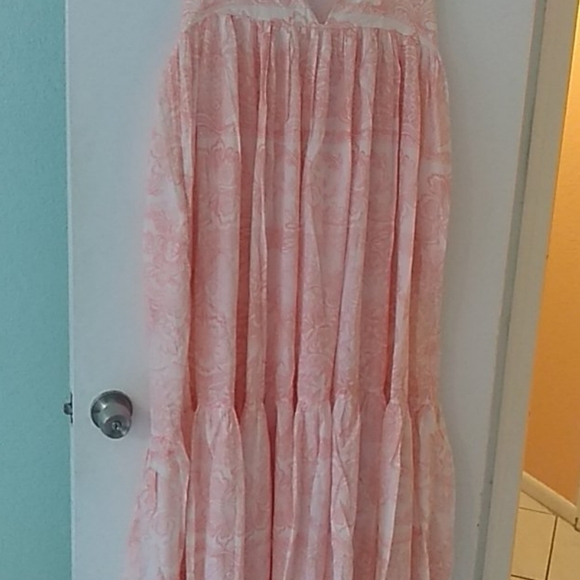 Made In italy Floral Feminine Sleeveless Boho Beautiful Cottage Core  maxi dress - Picture 2 of 8